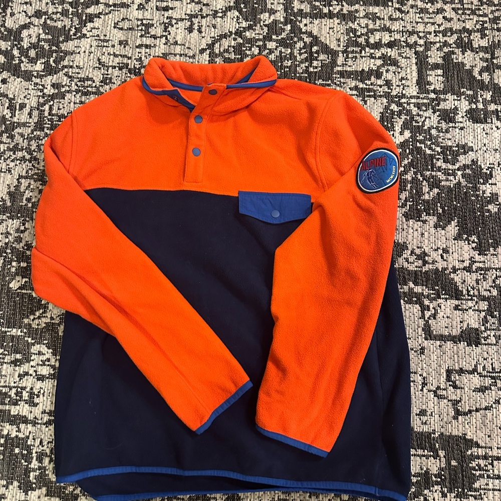Club Room Orange and Blue Fleece Pullover